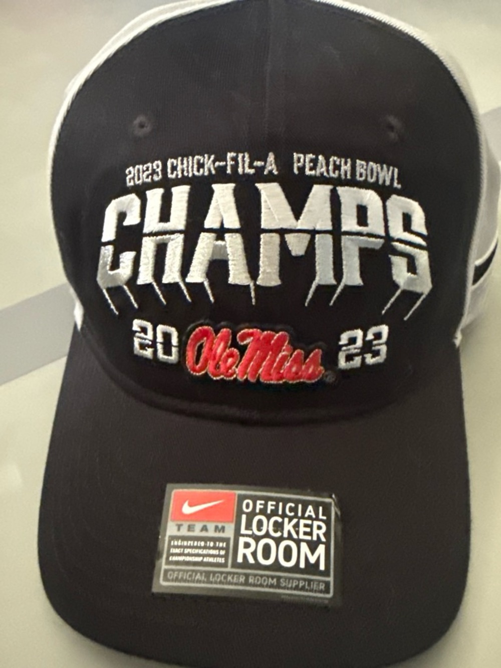 NWT Ole Miss Rebels 2023 Chick-fil-A Peach Bowl Champs Black Baseball Cap